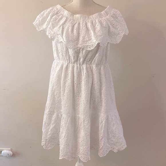 SHEIN plus woman’s off the shoulder foldover front schiffy white dress sz 1XL - Picture 3 of 16